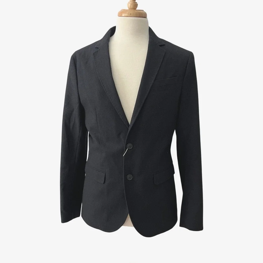 Selected Homme Shhoneanton Blazer Mens M EU48 Tall Navy Woven Tweed Wool Blend